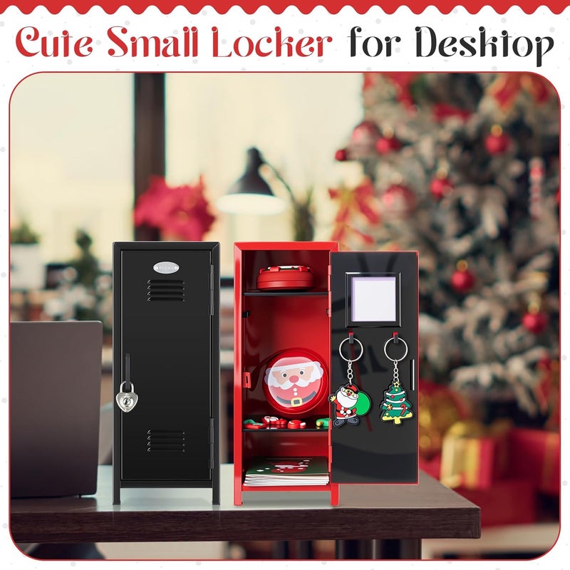 Vercraft 2 Pcs Mini Metal Locker Storage with Lock and 2 Keys 10.8 Inch Small Money Security and Cash Safe Box for Jewelry Back to School Home Office Desktop Container(Red,Black) - Image 5